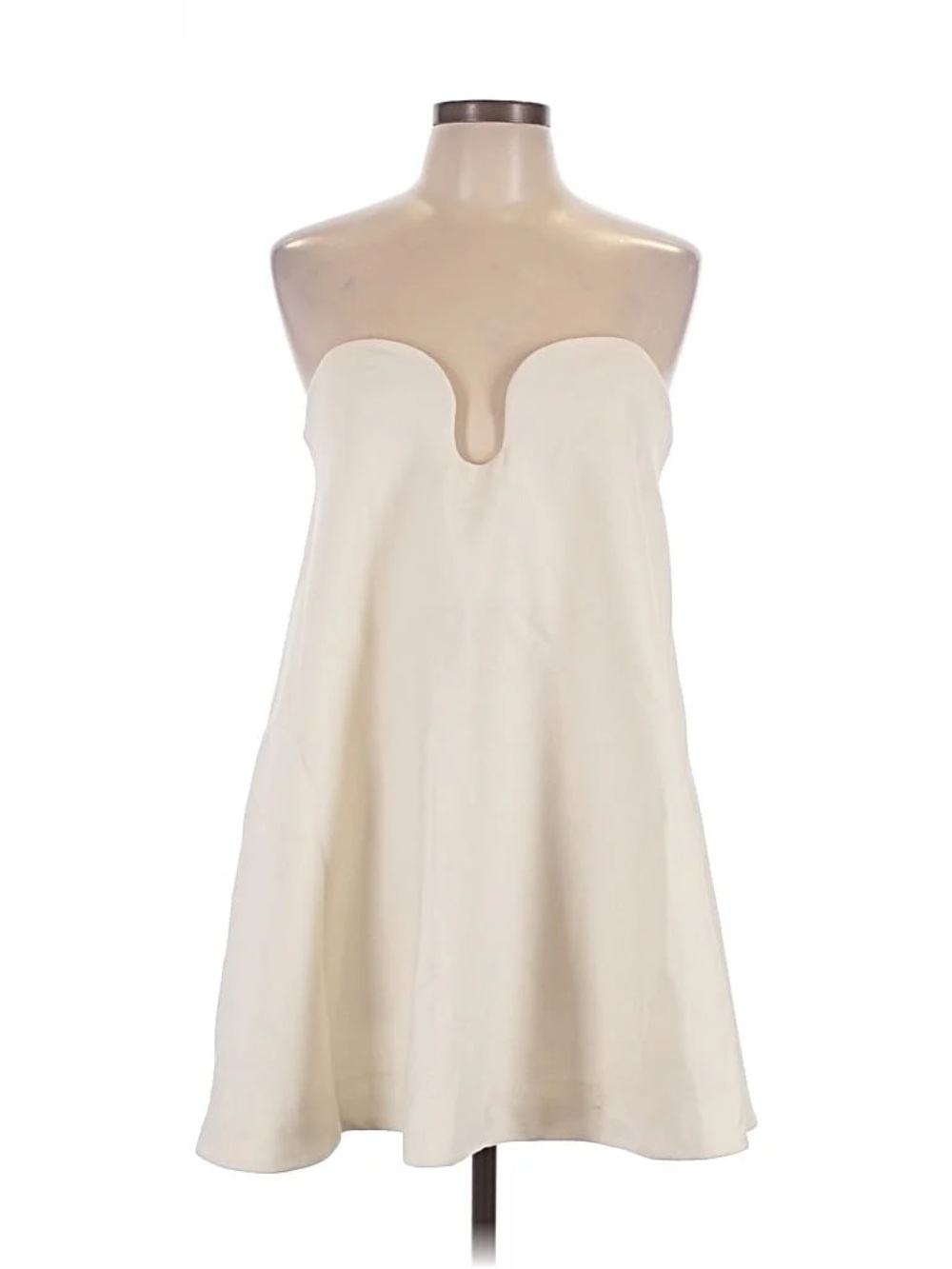 Shona Joy Ivory Strapless A-Line Mini Dress with Notch Neckline